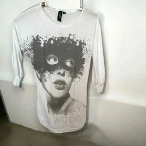 Y2K vintage Hollywood glamour 3/4 sleeve semi  sheer M grunge punk